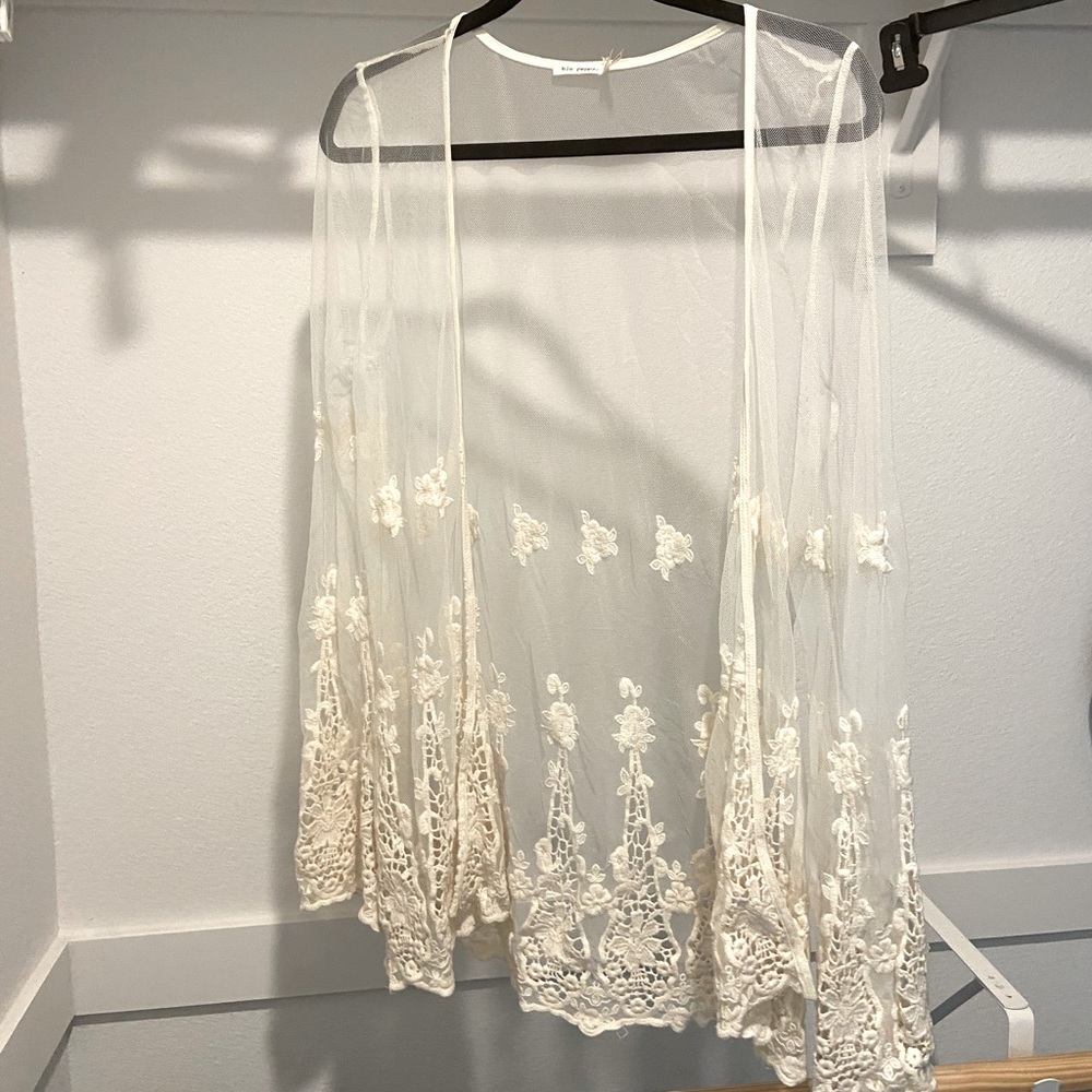Sheer and lace cardigan